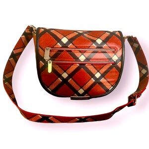 Marc Jacobs Luna Bag 'Cambridge Red' Plaid Leather Crossbody Style purse